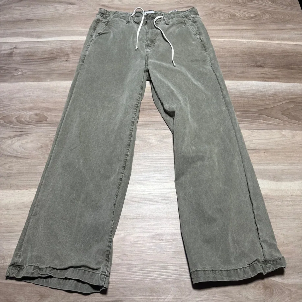 Paige Wide Leg Pants Womens 28 Green Lyocell Drawstring Relaxed Casual Trousers - Picture 10 of 13